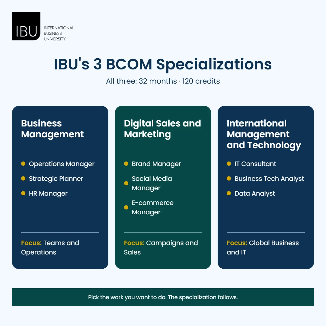 IBU's 3 BCOM Specializations